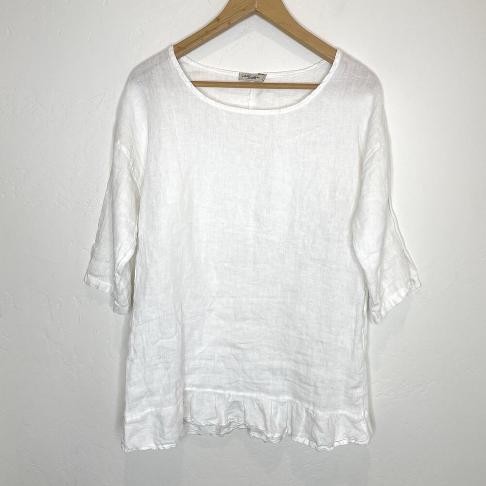 Lungo L’arno Linen Tunic Top Italy Women’s Medium White Ruffle